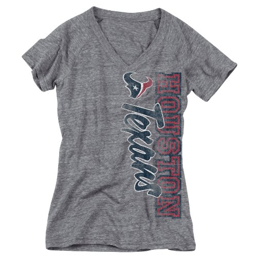 NFL Women's Houston Texans V-Neck Side Swept Logo Tee (Blue Haze, X-Large)