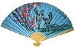 Oriental Wall Fan | Asian Wall Decor 35" Blue - Horses