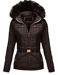 Apparel: Winter Detachable Fauxfur Hoodie Quilted Padding Jackets. (E4JV), 077-Brown, US Large