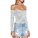 Cheapcotton Women's Black Stripe Shoulderless Leotard (L)