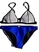 2015 New Women Neoprene Bikini Mesh Triangle Top with Bottom Bathing Suit Swimsuit Blue Medium