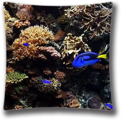 Custom Spring Soft Square Zippered Cushion Throw Case Pillow Case Cover 18X18 inch (Twin Sides) -Aquarium Fish Background Modern Pillowcase,Art6357