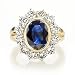 Diamond & Blue Sapphire 18k Yellow Gold Right Hand Ring