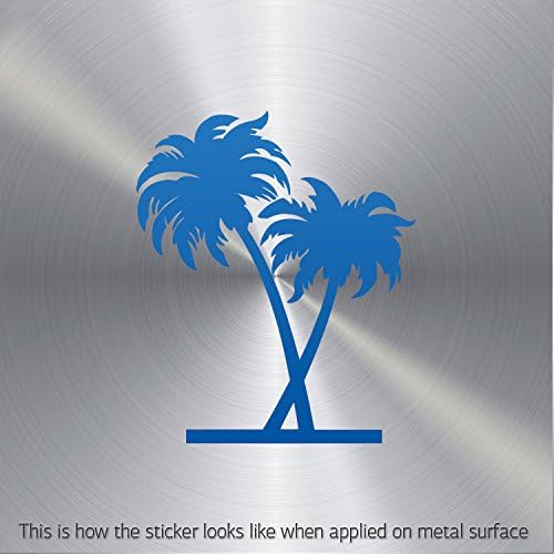 Decal Sticker Coconut Tree Weatherproof Motorbikes Activity Permanen Sea Blue (5 X 4.21 In)