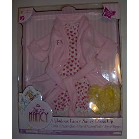 Fabulous FANCY NANCY Doll Dress Up Pink Heart Robe Pajamas Slippers by