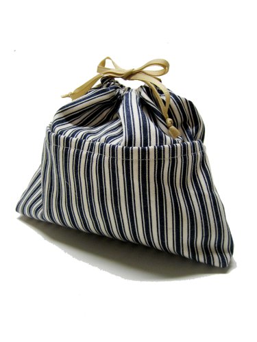 Yukiko Sato D1 Mod Navy Stripes of Drawstring TESAGE Purse Organizer, lined in water-proof micro fiber, Purse Insert tote bags!