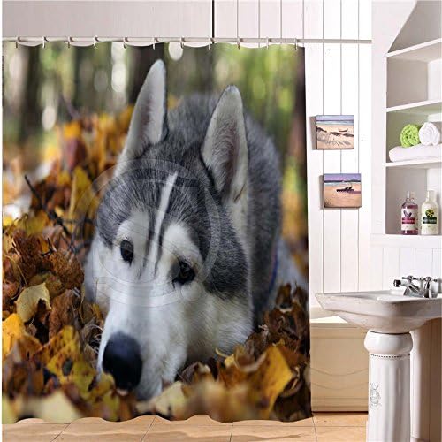 Vicky BQ WJY510H25 Custom Samoyed puppy white black dog Fabric Modern Shower Curtain bathroom Waterproof N25