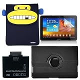 Premium LCD Clear Screen Protector + MOMO the Monkey Memory Foam Case + Black 360 Degree Leather Case + 5 In 1 Card Reader OTG connection kit For Samsung Galaxy Tab 10.1 P7510 By Buhbo