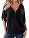 Yidarton Plus Size V Neck Womens Shirt Summer Casual Loose Tops Blouse