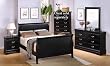 4pc Full Size Sleigh Bedroom Set Louis Philippe Style in Black Finish