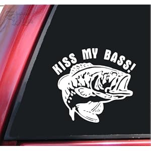Kiss My Bass Fishing White Vinyl Decal Sticker