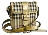 Burberry - Burberry Ganton Coated Canvas Gold Leather Flap Shoulder Bag 3337798