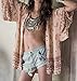 Akery Women's Beach Cover Up Tunic Chiffon Geometry Print Kimono Cardigan