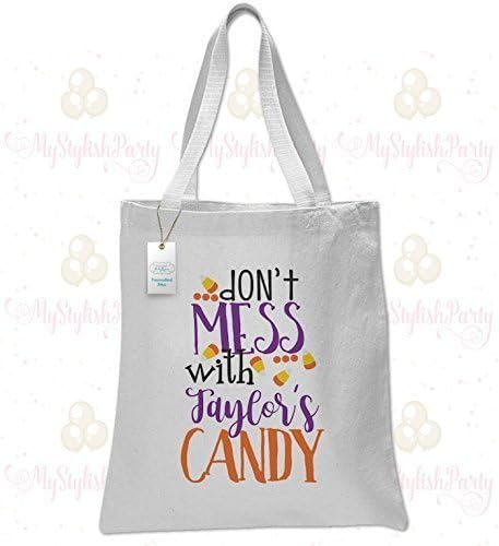 Don't Mess with my Candy Halloween Tote Bag Trick or Treat Bag | Candy Tote Bag | Personalized Kids Tote Bag