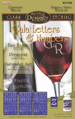 Armour Etch Designer Stencil, Pak Gala Letters and Numbers