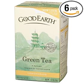 Good Earth Green Tea, Tea Bags, 20-Count, Boxes (Pack of 6)