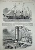 1850 BRITISH MAIL STEAM SHIP ASIA AFTER-DECK SEA PRINT
