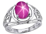 2.30 cts Lab Created Star Ruby Ring. - 14kt White or Yellow Gold FREE GIFT BAG!