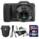 Olympus STYLUS SZ-15 16MP 24x SR Zoom 3-inch Hi-Res LCD - Black + 8GB SDHC + Deluxe Case + Extra Accessories
