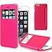 PASONOMI iPhone 6 Plus Case, [Smart Window View] Apple iPhone 6 Plus Folio Wallet Case - Slim Flip Leather Case for Apple iPhone 6+ iPhone Plus 5.5 Inch Smartphone (Hot Pink)