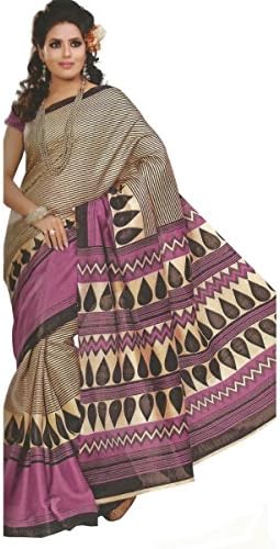 caalyx Women's Printed Ghicha Silk Saree With Blouse Piece One Size White