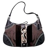 AUTHENTIC COACH HAMPTONS SIGNATURE STRIPE SMALL HOBO 10287 (Petite, Brown)