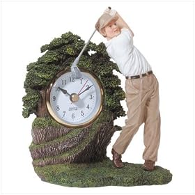 Golfer Statue Clock