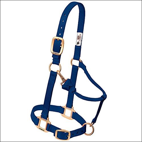 WEAVER NAVY HORSE NYLON HALTER ADJUSTABLE CHIN 3/4 INCHES ARABIAN/COB