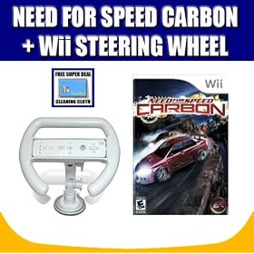 Need for Speed Carbon for Nintendo WII and Steering Wheel Controller with Exclusive FREE Complimentary Super Deal Micro Fiber Cleaning Cloth