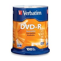 Verbatim 95102 4.7 GB 16X Single-Sided DVD-R, 100-Discs Spindle