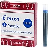 Pilot Namiki IC100 Fountain Pen Ink Cartridge, Blue, 12 Cartridges per Pack (69101)