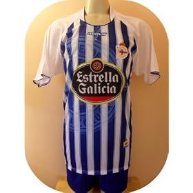 DEPORTIVO LA CORU�A-SPAIN-SOCCER TEAM UNIFORM JERSEY/SHORT SIZE LARGE .NEW.STOCK LIQUIDATION.