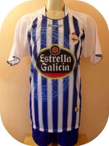 DEPORTIVO LA CORUÑA-SPAIN-SOCCER TEAM UNIFORM JERSEY/SHORT SIZE LARGE .NEW.STOCK LIQUIDATION.