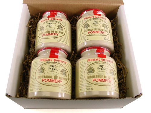 4 Pommery Meaux Mustard Moutarde de Meaux in Gift Box ~ 500 gr (17 oz) each by Dijon Mustards