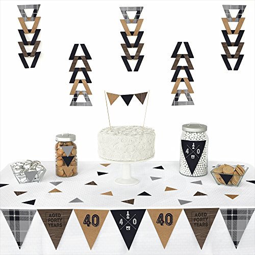 40th Milestone Birthday - Dashingly Aged to Perfection - Triangle Party Decoration Kit - 72 Pieces