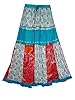 Indiatrendzs Women's Cotton Skirt Blue Red Floral Print Patchwork Skirts