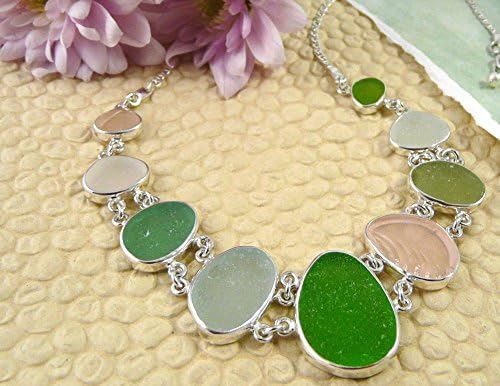 Sea Glass & Sterling Silver Double Link Necklace