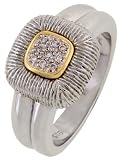 14K Yellow Gold and Sterling Silver Diamond Ring