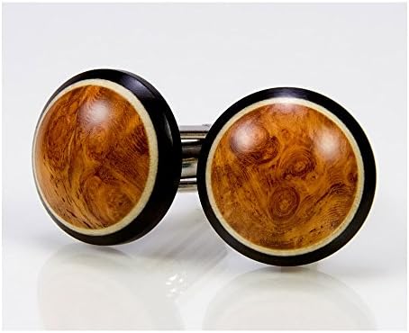 Amboyna, Ebony, Holly Round Wood Cufflinks