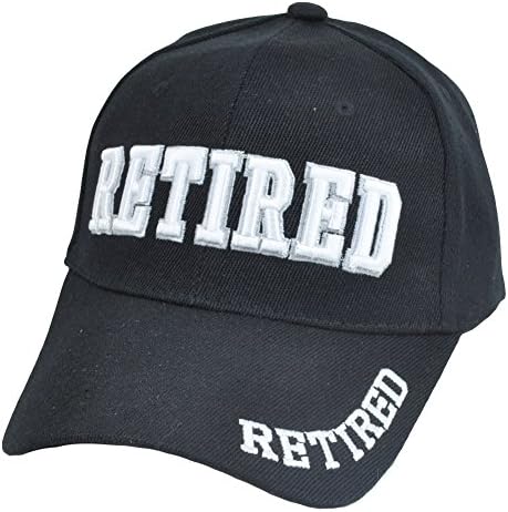 Retired Retiring Black Velcro Adjustable Curved Bill Acrylic Hat Cap Work Job