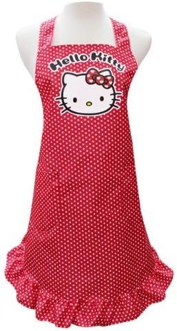Sanrio Hello Kitty Cooking Craft Apron Adult Rare Polka Dot RED
