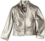 KC Parker Girls 2-6X Synthetic Leather Moto Jacket, Gunmetal Grey, 6X