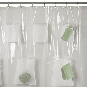 Maytex Mesh Pockets II Shower Curtain, Clear Peva