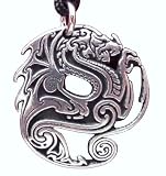 Silver-tone Pewter Beowulfs Dragon Pendant Gothic Jewelry Fantasy Necklace Gift for Him Her