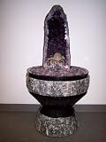 Aqua Amethyst Geode Fountain With Light And Crystal Sphere.