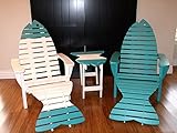 Poly Fish Adirondack Chair Pair Set with Ottomans and Side Table *12 Colors* - Aruba Blue - Amish Made in USA