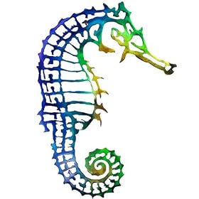 Seahorse Steel Wall Art Sculpture - Vibrant Colors Version