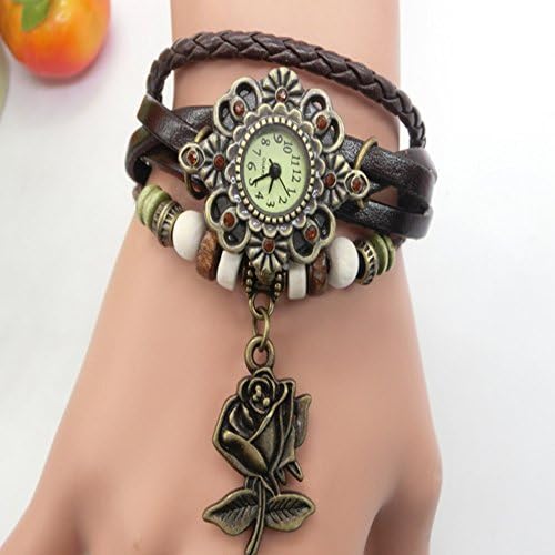 GENEVA Watch Leather Strap Quartz Watch Gift for Women-BLACK