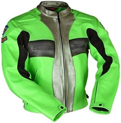 VJ LEATHER JACKET Motorcycle Sports Biker Touring Green 42