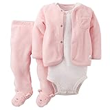 カーターズ Carter's ロンパース ボディスーツ カーディガン パンツ 豪華3点セット 女の子 3-Piece Terry Cardigan Set 3M (55-61cm) [並行輸入品]